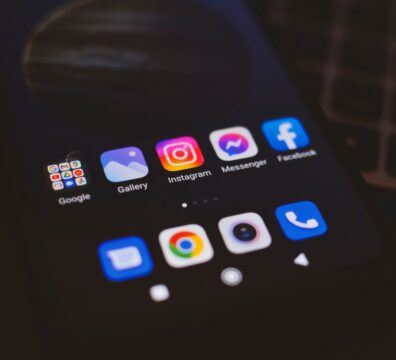 Social media icons on a smartphone
