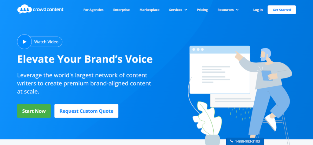 Homepage of crowd content agency